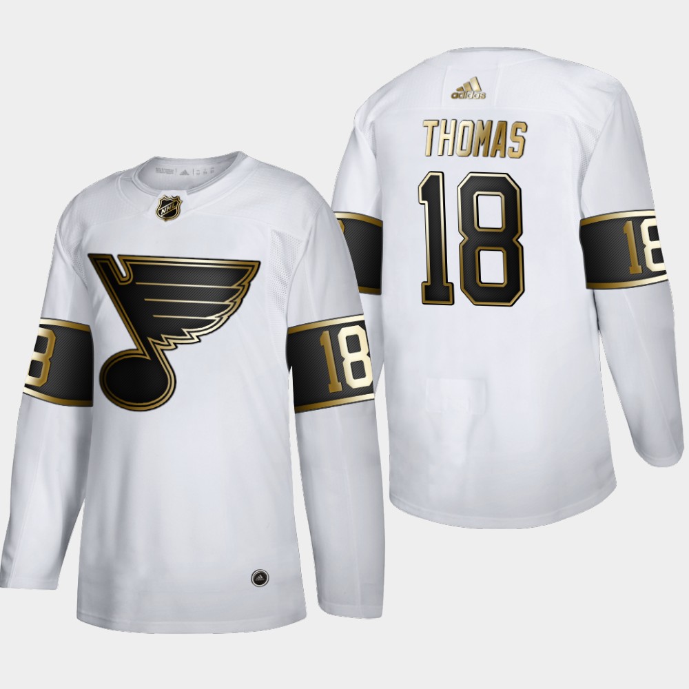 St. Louis Blues #18 Robert Thomas Men Adidas White Golden Edition Limited Stitched NHL Jersey